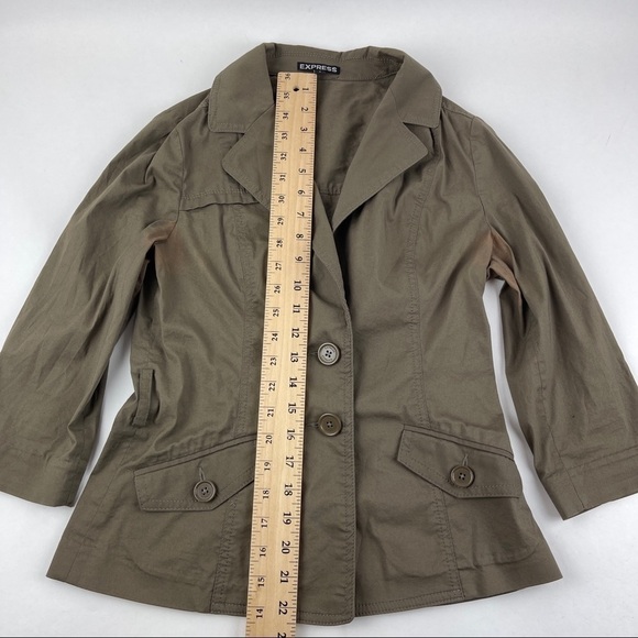 Express Jacket Womens Size 4 Brown 2 Button Long Sleeve Pockets - Picture 6 of 8
